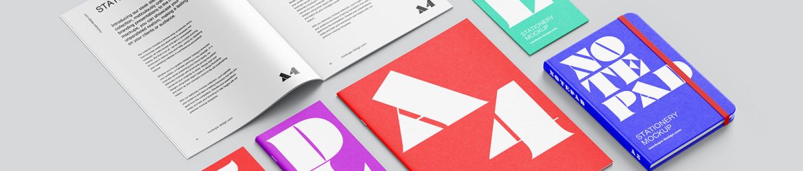 Stationery with brochures mockup