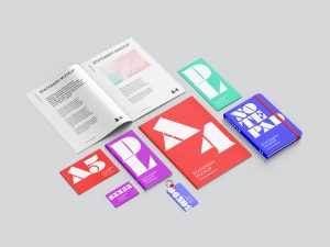 Stationery with brochures mockup