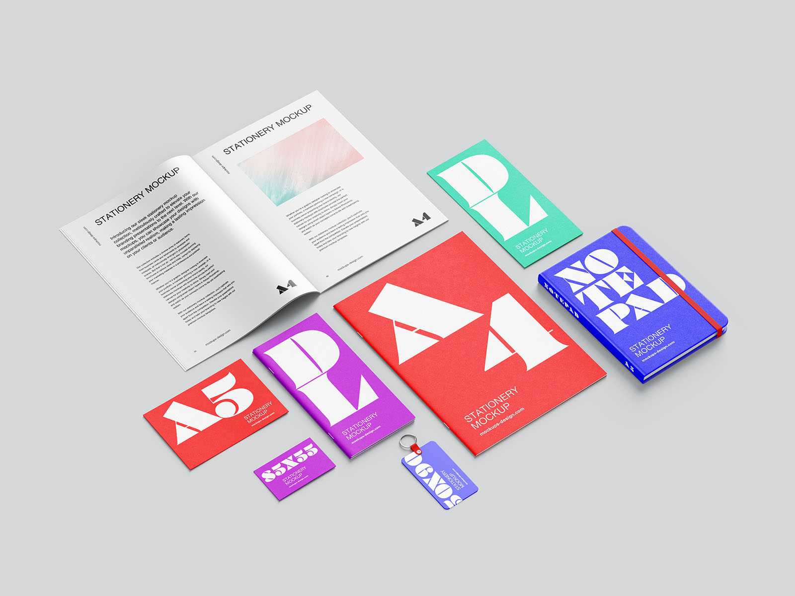 Stationery with brochures mockup