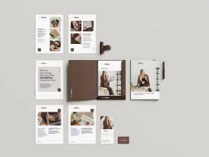 Stationery with folder mockup