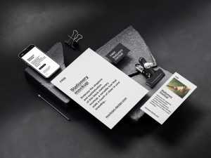 Stationery with stones mockup