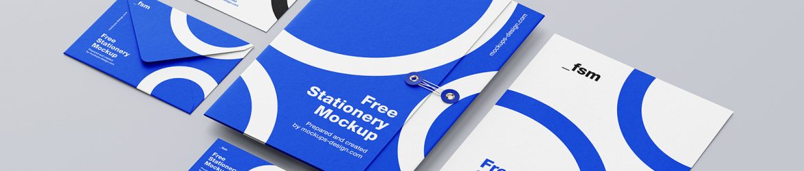 Stationery with string folder mockup