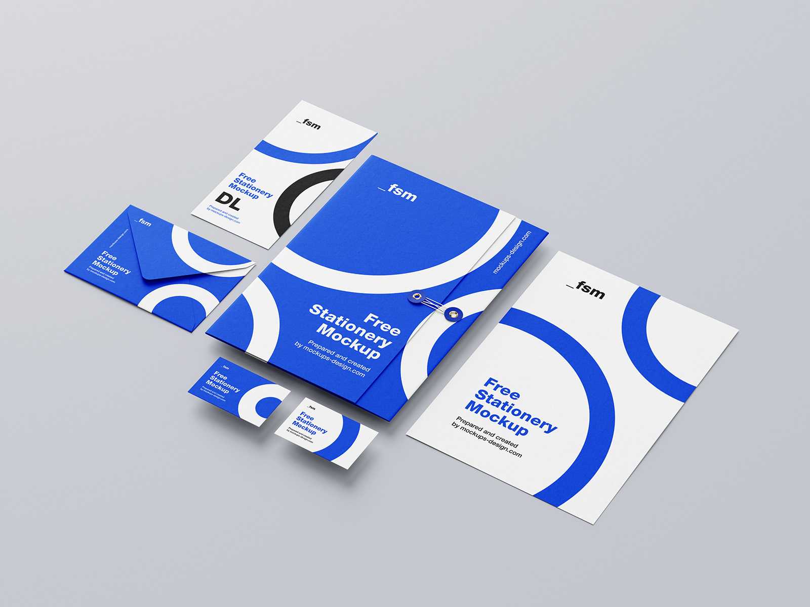 Stationery with string folder mockup