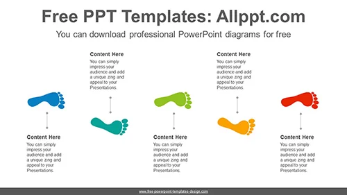 Step five footsteps PowerPoint Diagram Template