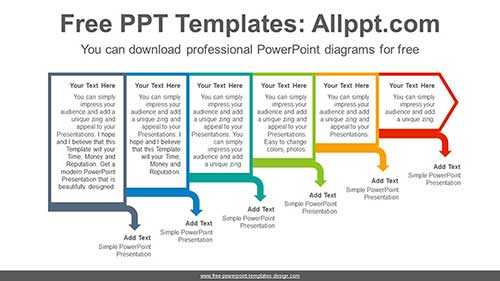 Stepped Text Boxes PowerPoint Diagram