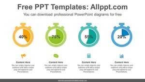 Stopwatch pie charts PowerPoint Diagram Template