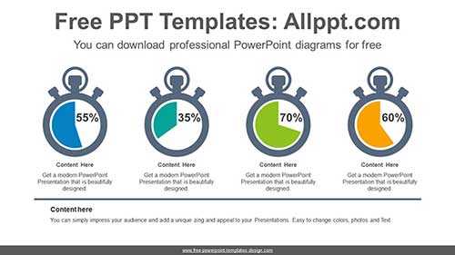 Stopwatch Pie Charts PowerPoint Diagram