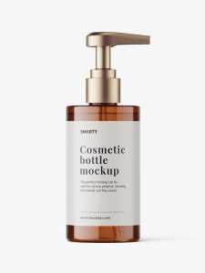 Straight amber pump bottle mockup