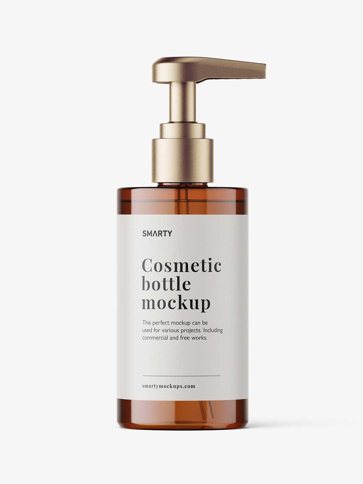 Straight amber pump bottle mockup