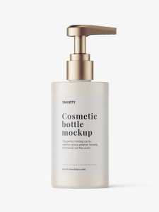 Straight glossy pump bottle mockup