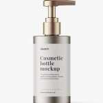 Straight metallic pump bottle mockup
