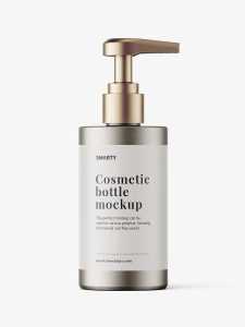 Straight metallic pump bottle mockup
