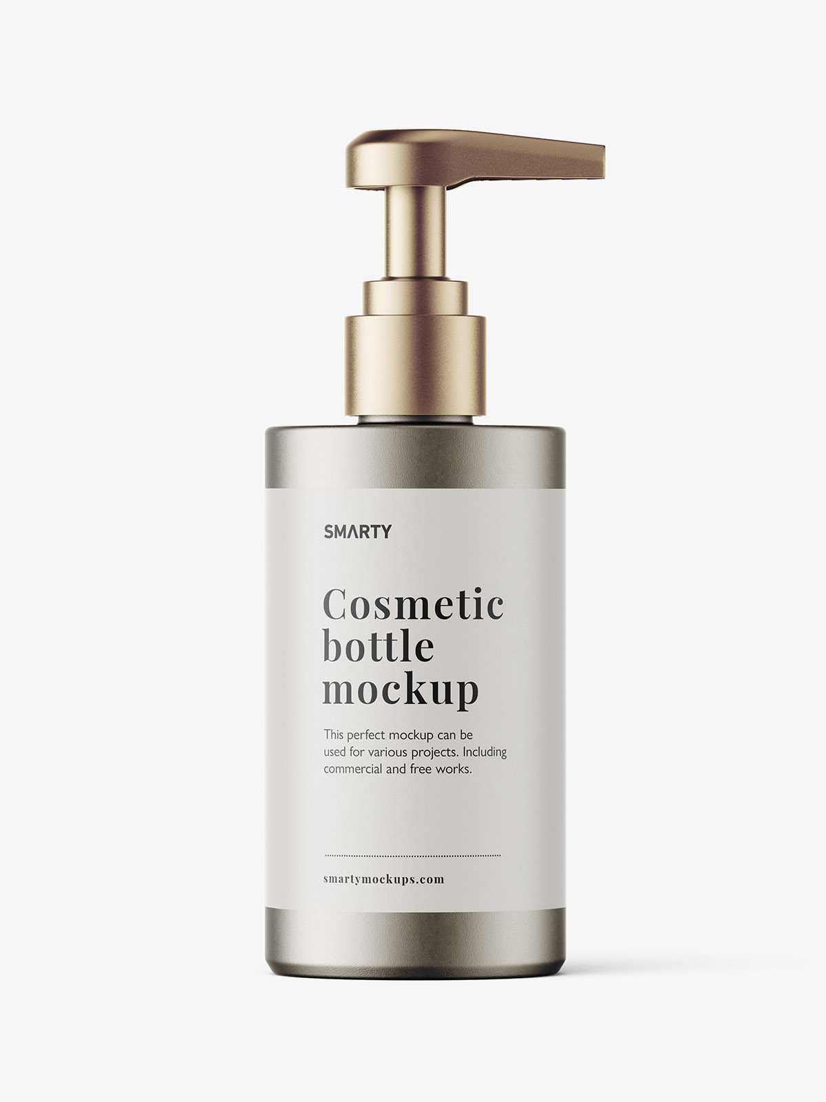 Straight metallic pump bottle mockup