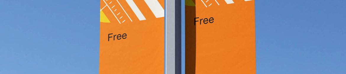 Street pole flag mockup Street pole flag mockup