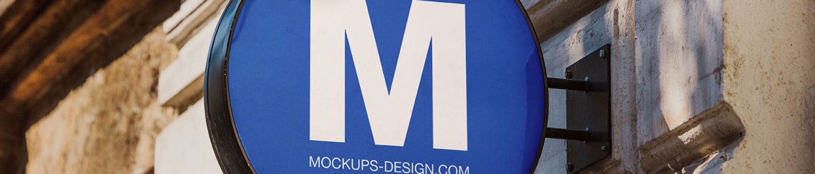 Street round sign mockup
