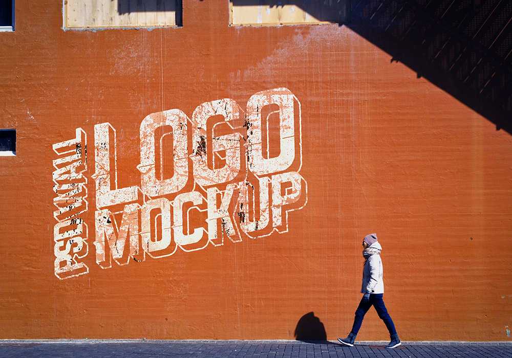 Street Wall Logo Mockup PSD