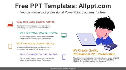 Students Online Learning PowerPoint Diagram