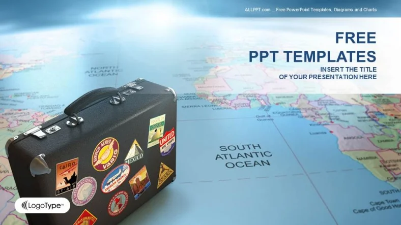 Suitcase On Globe Map-Business PPT Templates