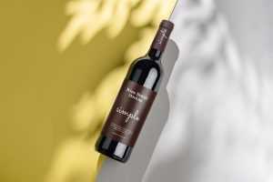Sunny wine bottle mockup