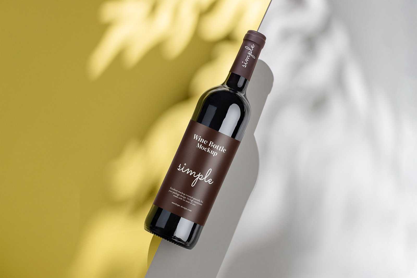 Sunny wine bottle mockup
