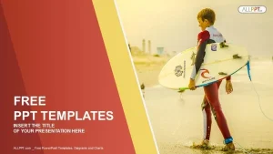 Surfer holding a Surf Board-Sports PowerPoint Templates