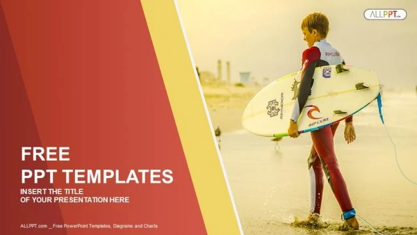 Surfer holding a Surf Board-Sports PowerPoint Templates