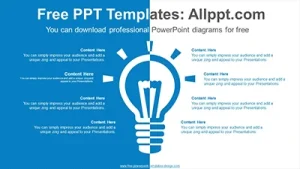 Symmetrical light bulb PowerPoint Diagram Template