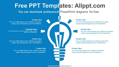 Symmetrical light bulb PowerPoint Diagram Template