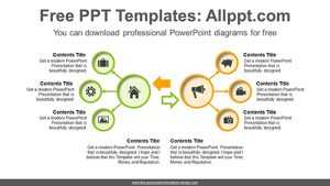 Symmetrical radial circles PowerPoint Diagram Template