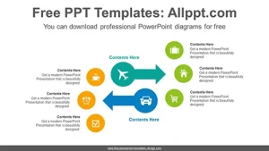 Symmetrical Semi-Radial Arrow PowerPoint Diagram Template