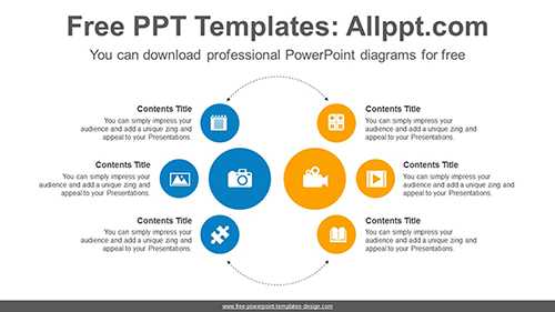 Symmetrical semi radial PowerPoint Diagram Template