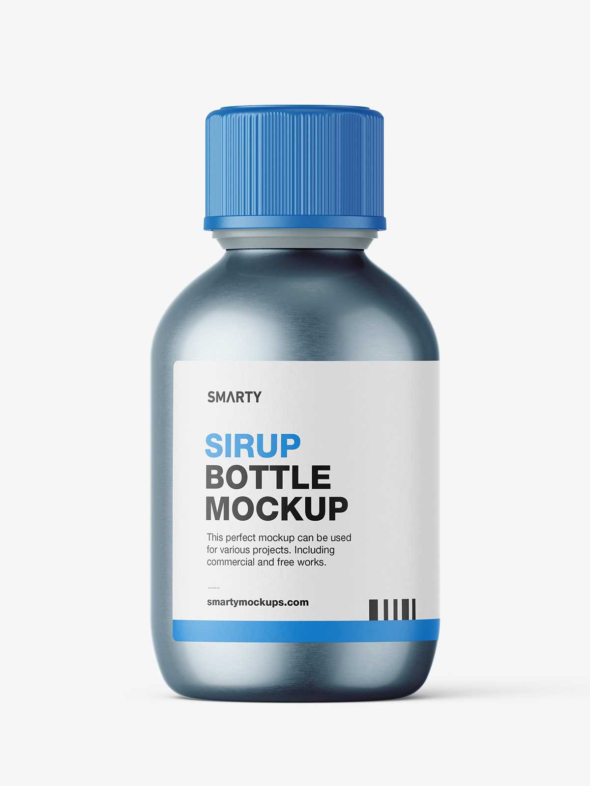 Syrup bottle mockup / metallic
