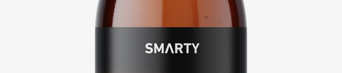 Syrup bottle mockup with silver cap / amber