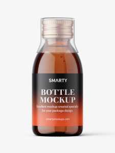 Syrup bottle mockup with silver cap / amber