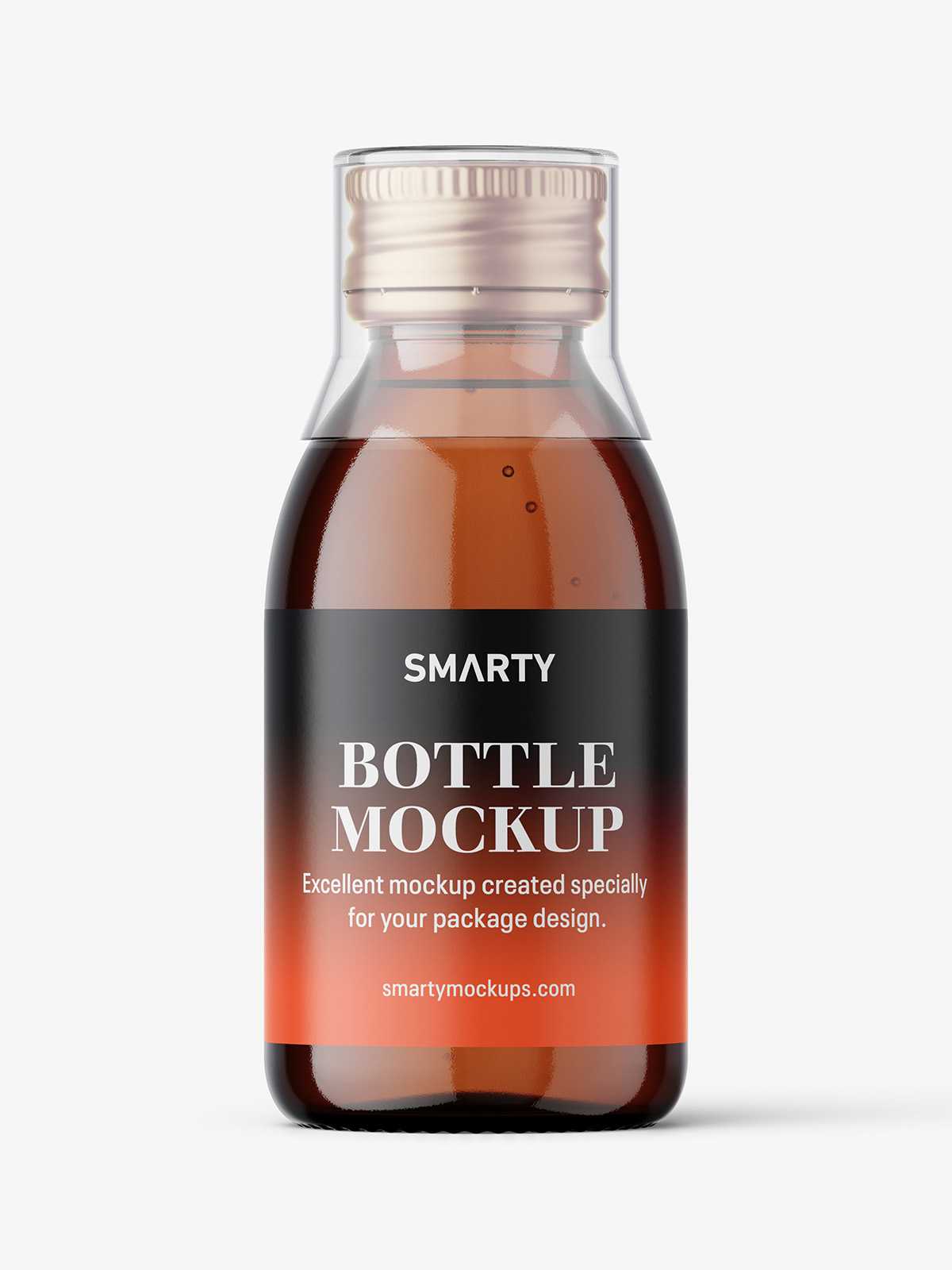 Syrup bottle mockup with silver cap / amber