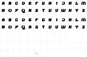 Mapa de caracteres da fonte T Shirt Font