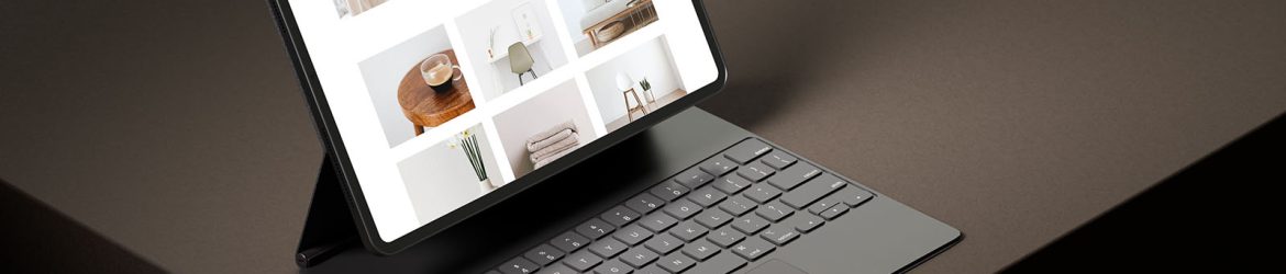 Tablet on dark background mockup