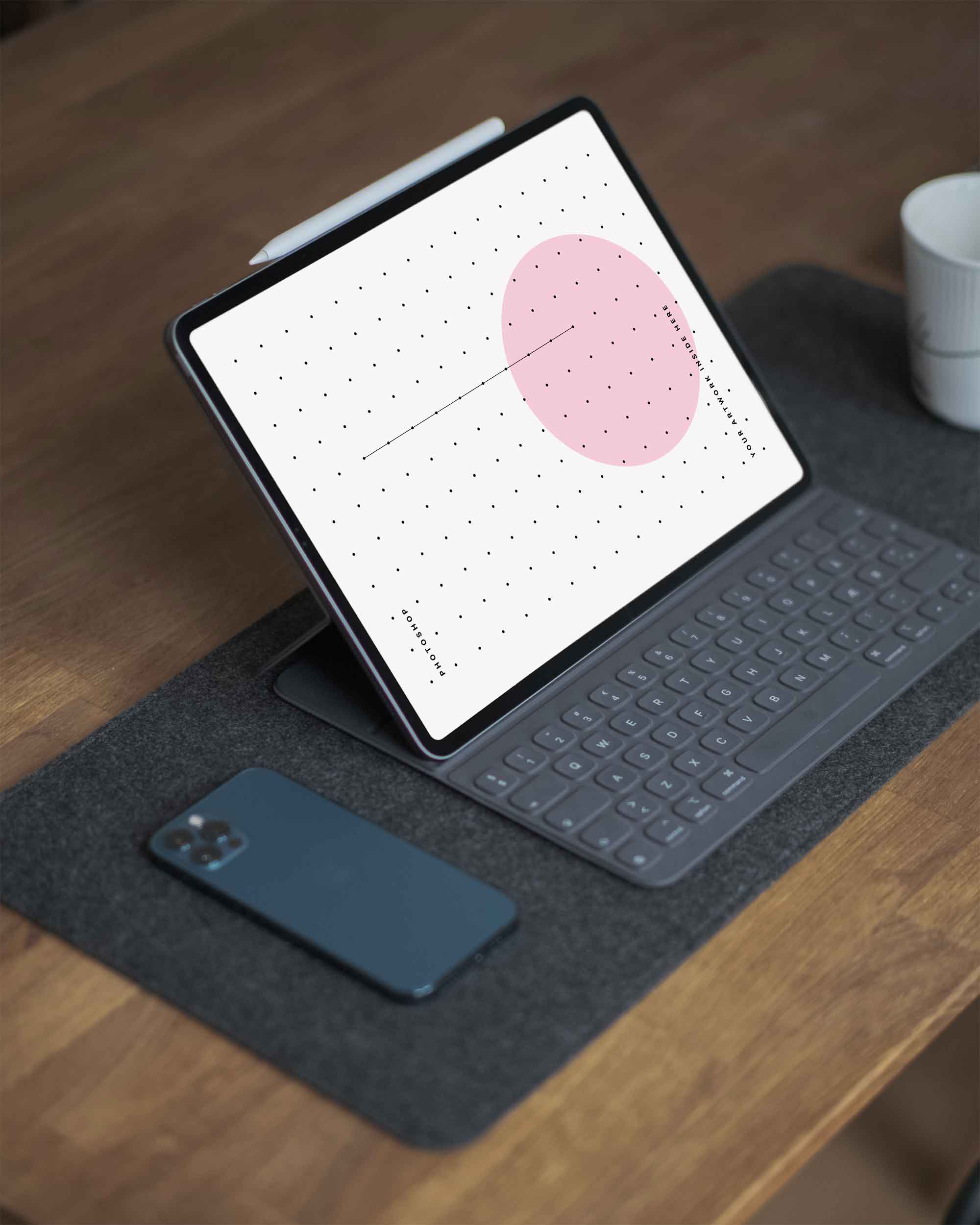 Tablet with a Keyboard Mockup