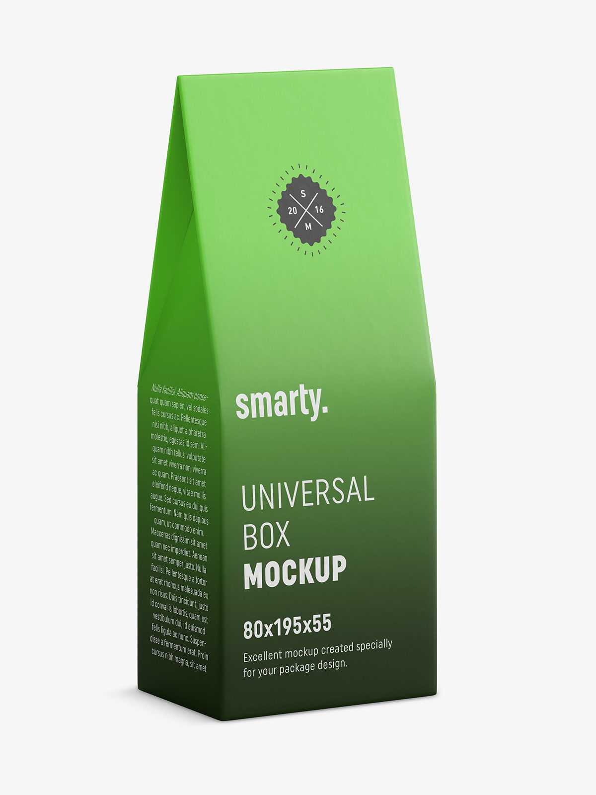 Tapering box mockup / 80x185x55