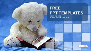 Teddy bear reads a book PowerPoint Templates