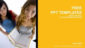 Teenage Students With Book-Education PowerPoint Templates