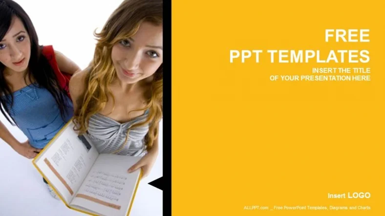 Teenage Students With Book-Education PowerPoint Templates