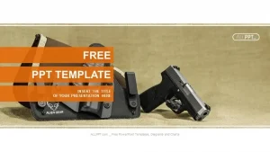 The automatic pistol stand about holster black color PowerPoint Templates