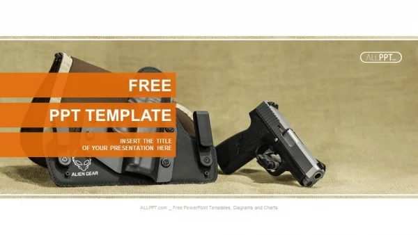 The automatic pistol stand about holster black color PowerPoint Templates
