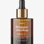 Thick bottle with dropper mockup / amber