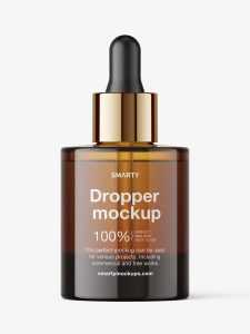Thick bottle with dropper mockup / amber