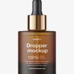 Thick bottle with dropper mockup / amber frosted