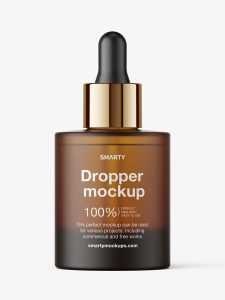 Thick bottle with dropper mockup / amber frosted