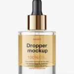 Thick bottle with dropper mockup / clear