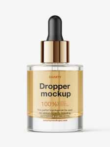 Thick bottle with dropper mockup / clear